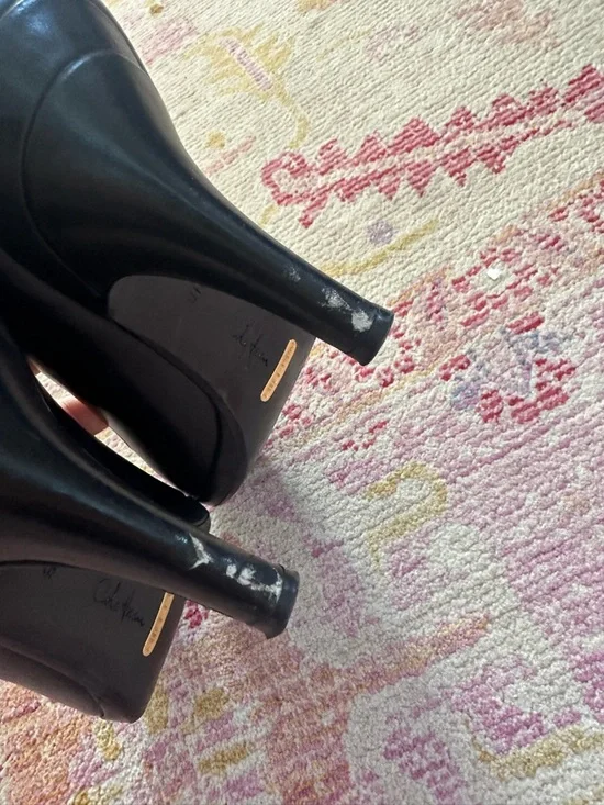 Cole Haan Black Leather Peep-Toe Heels - Picture 3 of 3